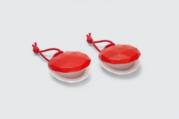 A pair of red castanets for kids